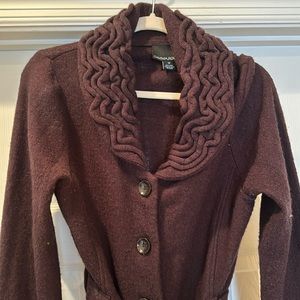 Cynthia Rowley, 100%wool dress jacket with belt.